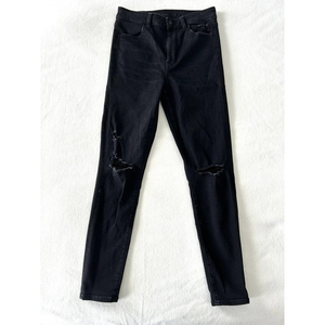 American Eagle Super Hi Rise Jegging Stretch‎ Women's 6 Regular Black Distressed